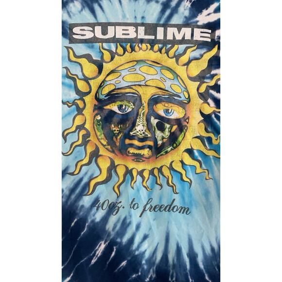 Sublime Shirt Adult 40 Oz To Freedom Graphic T-Shirt Medium/Large Blue Tie-Dye - Picture 2 of 4